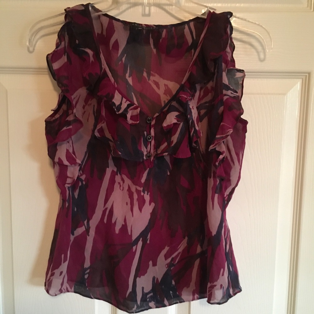 Antonio Melani sheer ruffle top xs